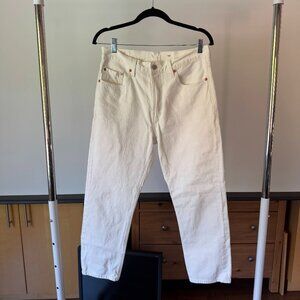 Levis 501 White Cropped Denim Jeans, 29x26